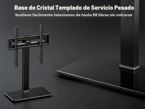 Miniatura 9 de Perlegear Base giratoria universal para televisores de 32 a 70 pulgadas, soporte de mesa ajustable en altura con inclinación, base de vidrio