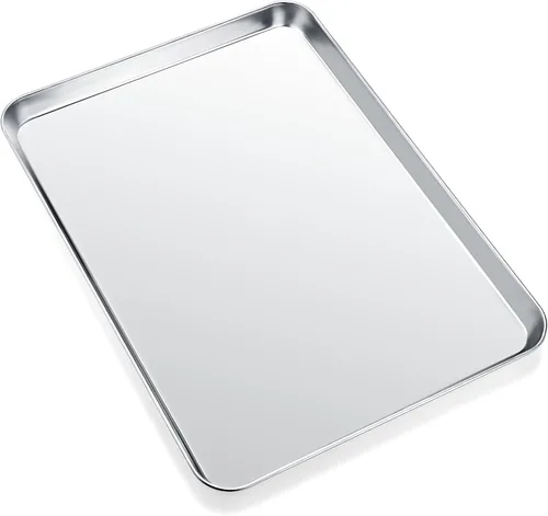 Miniatura 9 de Bandeja para hornear, bandeja para galletas de acero inoxidable, bandeja para hornear para horno tostador, tamaño 9 x 7 x 1 pulgadas, no tóxica