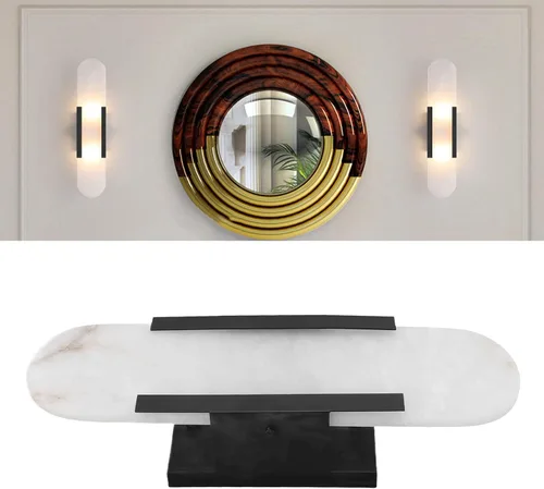 Miniatura 5 de Lámpara de pared LED de fuente de luz, lámparas de pared con pilas, luz de pared LED de mármol esmerilado de carga extraíble con base G4 para sala