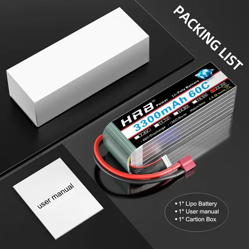 Miniatura 5 de HRB 1 paquete 6S Lipo Batería 3300mAh 22.2V 60C RC Lipo Batería Compatible con RC Car Avión Helicóptero Quadcopter Camión Barco