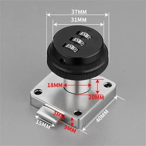 Miniatura 6 de Keyless Zinc Alloy Thickened Lock Tongue 3 Digital Combination Cam Square Base 1Pcs(7)