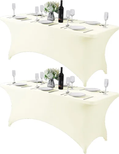 Miniatura 156 de Mantel de elastano para mesas de 4, 6 u 8 pies, mantel elástico universal ajustable para fiestas, banquetes, bodas y eventos - Verde manzana