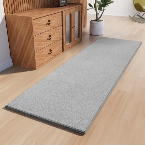 Miniatura 16 de AREDO Alfombra de pasillo con parte trasera de goma antideslizante, alfombra de piso suave lavable para cocina, pasillo, entrada interior, Negro