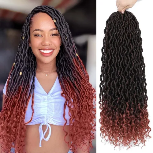 Miniatura 27 de Trenzas postizas Goddess, 6 paquetes de 18 pulgadas, cabello lacio, trenzado con ganchillo, para mujeres negras, trenzas postizas ombre con puntas