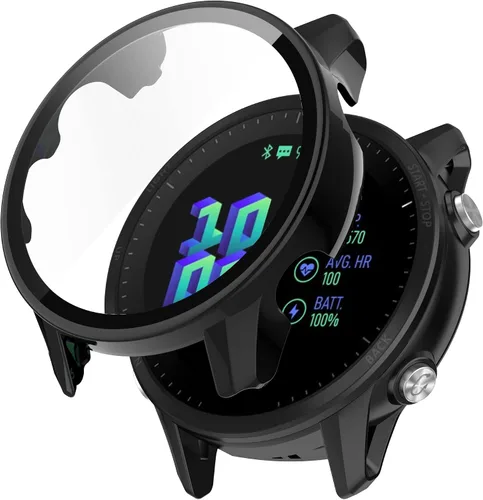 Miniatura 4 de Funda protectora compatible con Garmin Forerunner 955 Protector de pantalla para Garmin Forerunner 955 Solar PC+vidrio templado cobertura completa 3