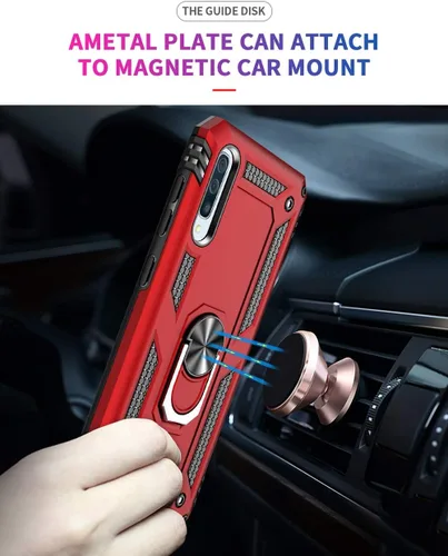 Miniatura 3 de Carcasa de grado militar para Samsung Galaxy A50, anillo giratorio de metal 360, soporte magnético para montaje en automóvil, resistente a prueba