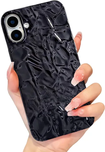 Miniatura 18 de Funda compatible con iPhone 14 Pro, Diseño Lindo de Lujo con Papel de Estaño Plisado, Fundas de Teléfono de Moda para Mujeres, Electrochapado