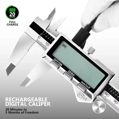 Miniatura 3 de Pinza recargable de 12 pulgadas, herramienta de medición de micrómetro Vernier de acero inoxidable con pantalla LCD grande