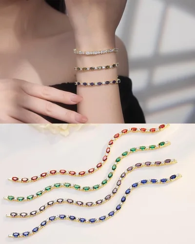 Miniatura 2 de FANCIME Pulseras de plata de ley chapada en oro de 14 quilates, pulseras de tenis de plata de ley de 0.157 pulgadas, pulseras de oro, pulseras