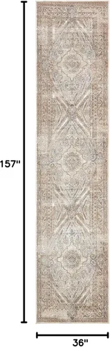 Miniatura 2 de Unique Loom Chateau Collection - Alfombra de área Wilson (3' x 13' 1", color beige/azul)