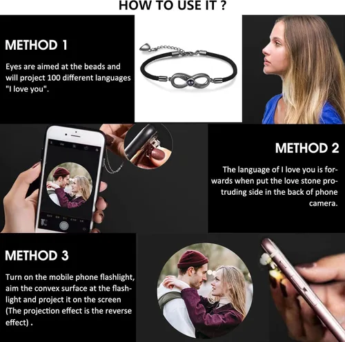 Miniatura 2 de Pulsera personalizada con imagen en el interior, pulsera de proyección de fotos personalizada para parejas, esposa, marido, novia, novio