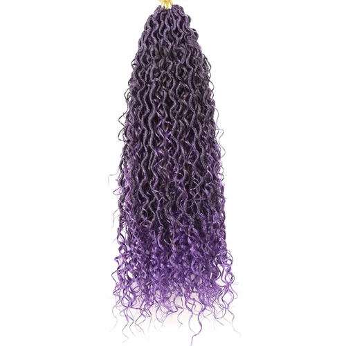 Miniatura 10 de Cabello de Crochet de 8 Pulgadas para Mujeres Negras, 7 Paquetes de Cabello de Crochet Goddess Locs con Puntas Rizadas, Locs Falsos Cortos con Bucle