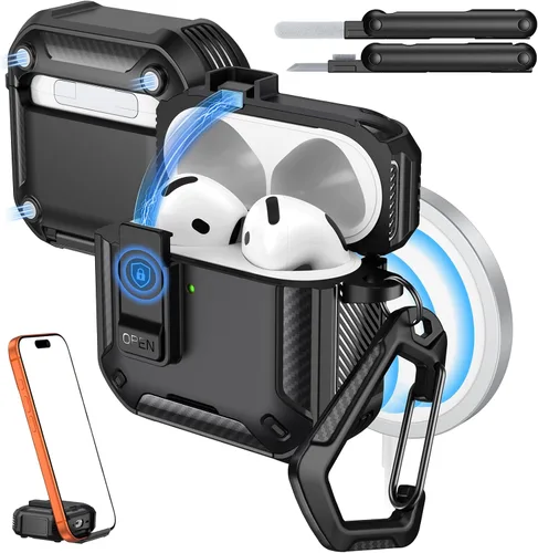 Miniatura 27 de MoKo for AirPods Pro 2 Case with Lock - Compatible with MagSafe, Phone Stand & Auto Pop-up for AirPods Pro 2nd/1st Generation Case, Military-Grade