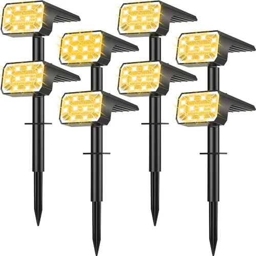 Miniatura 13 de Focos solares para exteriores, impermeables, IP65, [8 paquetes/100 LED/4 modos] 2 en 1, focos solares de paisaje, encendido/apagado automático