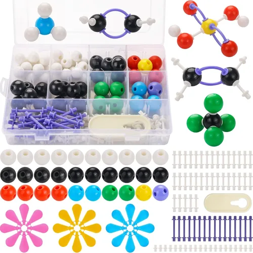 Miniatura 8 de Kit de modelo de química de 135 piezas, kits de modelo molecular portátil para clases de química, kit de modelado Orgo para estudiantes