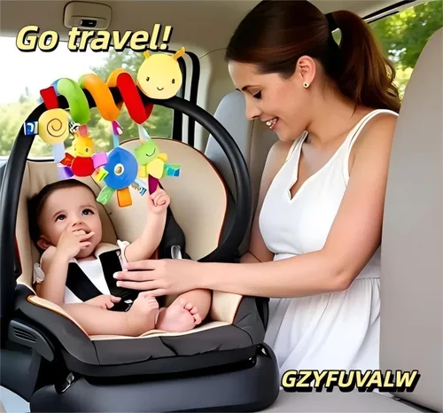 Miniatura 4 de Asiento de coche y cochecito de juguete, juguetes para bebés, juguetes de dibujos animados de interacción sensorial con campanas sonoras, colgar