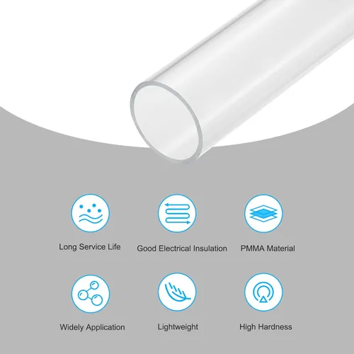 Miniatura 3 de MECCANIXITY Tubo acrílico transparente rígido redondo tubo 44mm (1.7") ID 50mm (2") OD 14" para lámparas y linternas, sistema de refrigeración por