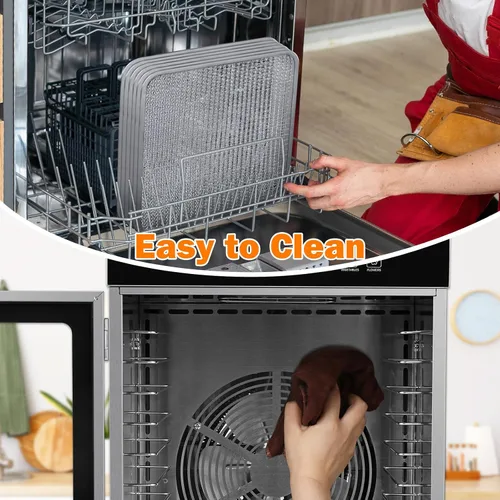 Miniatura 9 de Máquina deshidratadora de alimentos para Jerky 11 pies², deshidratador de acero inoxidable de 12 bandejas 1000W con temporizador de 24H, control