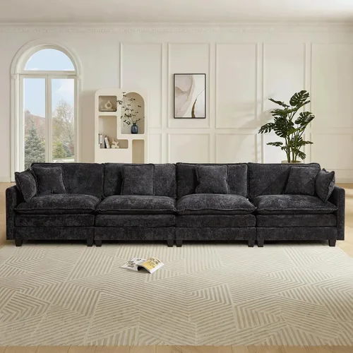 Miniatura 63 de Sofá seccional modular convertible de 76.7", sofás de dos plazas de chenilla con asiento profundo y cojines tipo loveseat para sala de estar, Beige