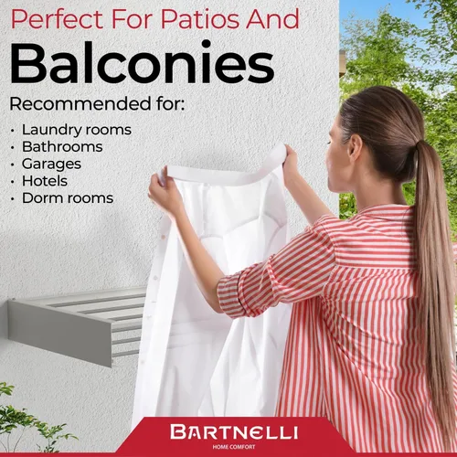 Miniatura 6 de Bartnelli Estante de secado de ropa montado en la pared para ropa Fabricado en Europa con diseño plegable patentado para una máxima eficiencia
