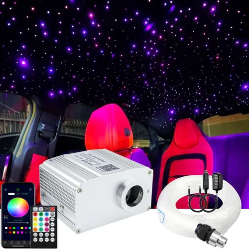 Kit de luces de techo de estrella de fibra óptica parpadeante de 10 W con control Bluetooth de Azimom, luces de interior para automóvil y hogar, 450