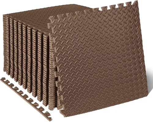Miniatura 7 de ProsourceFit - Tapete de ejercicio tipo rompecabezas de ½ pulgada, losetas de espuma EVA entrelazadas para gimnasio en casa, para niños, crema, 24 x