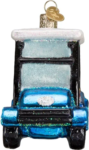 Miniatura 3 de Old World Christmas - Adorno de Navidad para árbol de Navidad, carrito de golf con Santa, vidrio soplado, colección deportiva