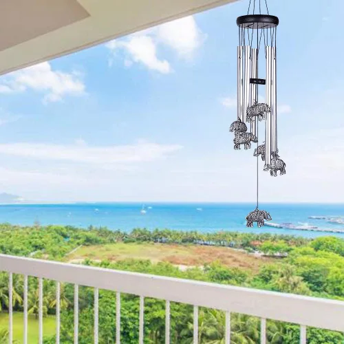 Miniatura 7 de Campanillas de viento de elefante al aire libre para decoración de interiores – Campana de viento romántica hecha a mano pura de 28 pulgadas