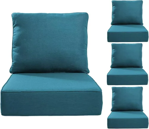 Miniatura 44 de Rilyson Cojines de patio para muebles de exterior, 22 x 24 pulgadas, respaldo alto y asiento profundo, cojín de exterior para sillas de patio, sofá