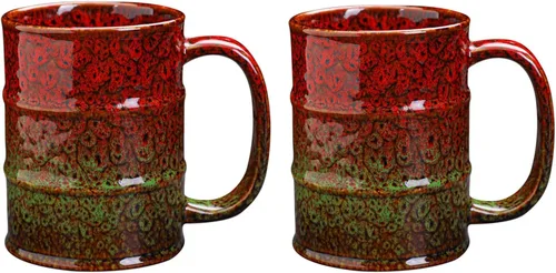 Miniatura 16 de Taza de café de cerámica marrón y amarilla de 20 onzas, grande, apta para lavavajillas y microondas, perfecta para la oficina y el hogar marrón