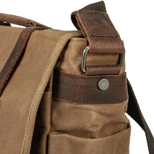 Miniatura 5 de Bolsa de mensajero para hombre, maletines para laptop de 15.6 pulgadas, bolsa cruzada para computadora, trabajo, oficina Marrón