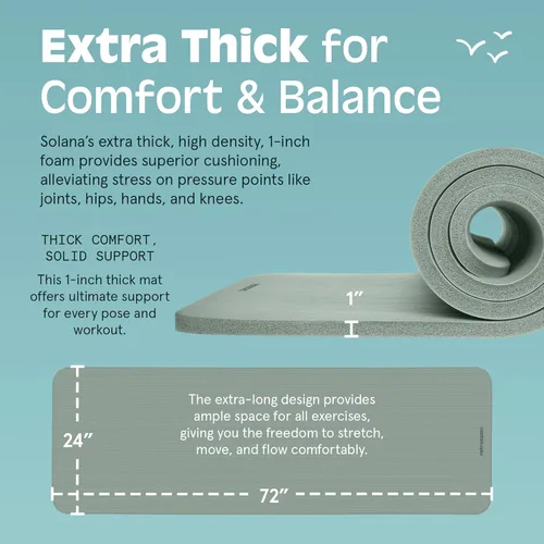Miniatura 3 de Retrospec Solana - Tapete de yoga de 1 pulgada de grosor con correa de nailon, unisex, antideslizante, para yoga, pilates, estiramiento, ejercicios