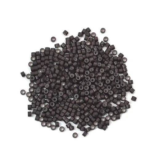Miniatura 14 de 200 cuentas de oropel forradas de silicona de 0.157 in para extensiones de cabello (negro)