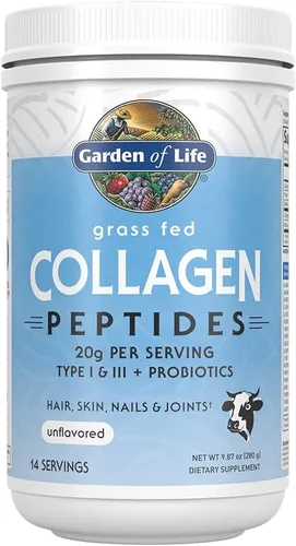 Garden of Life Péptidos de Colágeno en Polvo de Ganado Alimentado con Pasto Sin Sabor, Polvo de Colágeno para Mujeres y Hombres, Cabello, Piel,