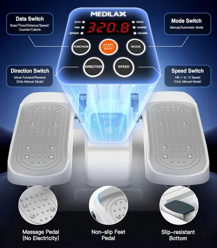 Miniatura 4 de Portable Under Desk Elliptical Machine with Wireless Remote. 12 Manual & 3 Automatic Speeds. Pedal Ellipse Leg Exerciser. Leg Exerciser While Blanco