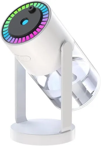 Humidificador portátil y ajustable USB con 7 colores Starry Sky LED, coche y uso doméstico (blanco)
