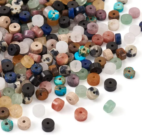 Heishi - Cuentas de piedra de Craftdady 360 cuentas de piedras preciosas de disco natural, cuentas planas redondas de ágata de jade sueltas de