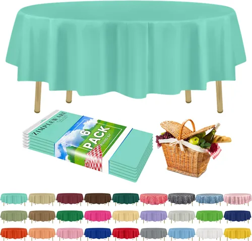 Miniatura 68 de Zimpleware - Mantel redondo de plástico para fiestas de 213 cm (84 pulgadas) de diámetro (paquete de 1, 6 y 12 unidades)