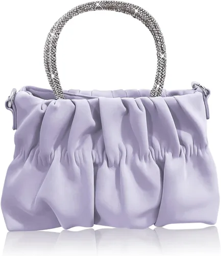 Bolsos de cuero suave para mujer, bolsos de noche con diamantes de imitación de boda, elegante bolso de mano de fiesta, bolso cruzado morado, Púrpura