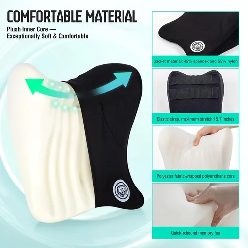 Miniatura 3 de Almohada para el Cuello del Asiento de Coche para Conducir, Almohada de Reposacabezas de Espuma Viscoelástica Suave con Correa Ajustable y Funda