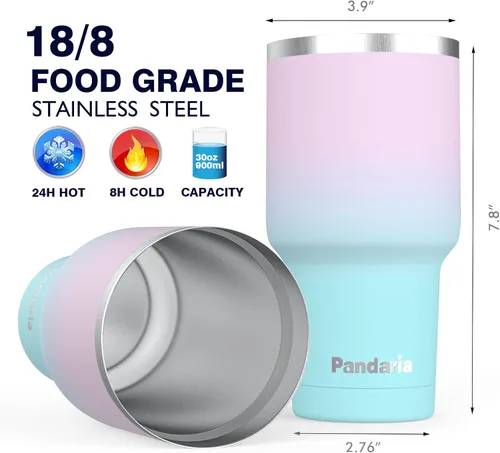 Miniatura 4 de Vaso de acero inoxidable aislado al vacío de 30 onzas con pajilla, duradero y apto para lavavajillas, ideal para automóvil, campamento, senderismo