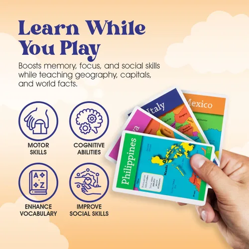 Miniatura 3 de GeoToys GeoBingo Set, World & USA Bingo para niños de 4 años en adelante, juego de geografía para el hogar y la escuela, divertido juego educativo