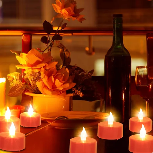 Miniatura 3 de Vela de té, paquete de 24 velas LED sin llama, parpadeantes, color rojo, más de 200 horas, velas de té alimentadas por baterías. Ideal para fiestas