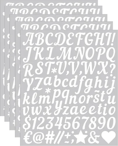 Miniatura 12 de 8 hojas de calcomanías de letras, 1008 calcomanías del alfabeto, letras autoadhesivas de vinilo de 1 pulgada, calcomanías de alfabetos negros ABC