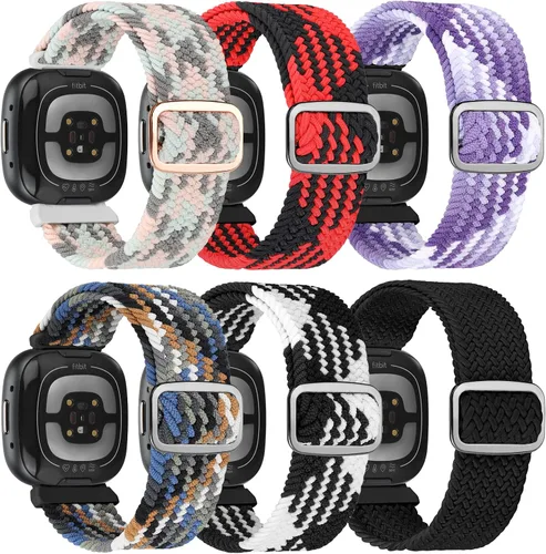 Miniatura 11 de Paquete de 6 bandas elásticas de nailon compatibles con Fitbit Versa 4 / Fitbit Sense 2 / Fitbit Versa 3 / Fitbit Sense, correas de repuesto