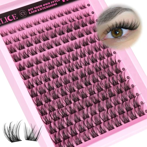 Miniatura 15 de Kit de extensión de pestañas DIY racimos de pestañas D-Curly voluminosos, pestañas individuales, kit de extensión de pestañas con herramienta