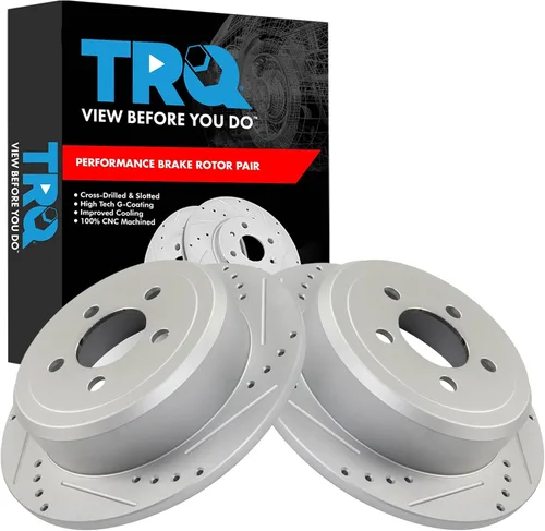Miniatura 178 de TRQ Juego de rotores de freno de rendimiento trasero con revestimiento G premium compatible con Mazda 6 2014-2021
