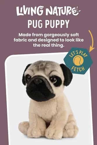 Miniatura 2 de Living Nature Pug Puppy - Animal de peluche Animal de perro esponjoso Juguete suave para niños 6 pulgadas