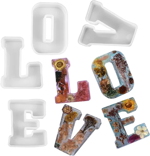 Miniatura 5 de Molde de resina de letras inglesas de 4 pulgadas, paquete de 26 moldes de letras de silicona para hacer manualidades de resina