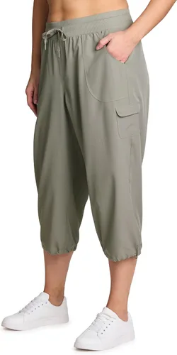 Miniatura 26 de RBX Active - Pantalón capri para mujer, talla grande, ligero, tejido, con cordón, estilo cargo